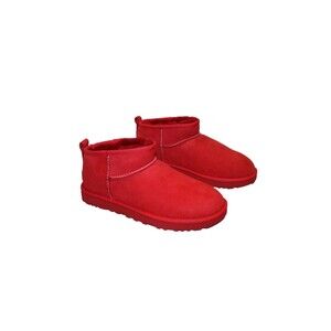 UGG WOMEN'S‎ ULTRA MINI SUEDE SHEARLING BOOTS RED NEW US 8 EU 39